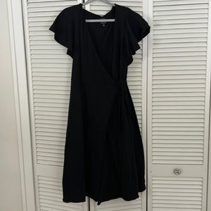 Black Wrap Midi Dress